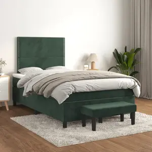 vidaXL Sommier à lattes de lit et matelas Vert foncé 120x200cm Velours pas cher