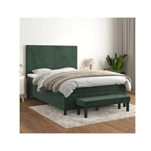 vidaXL Sommier à lattes de lit et matelas Vert foncé 140x190cm Velours pas cher