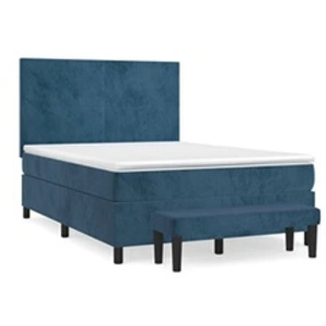vidaXL Sommier à lattes de lit et matelas Bleu foncé 140x200cm Velours