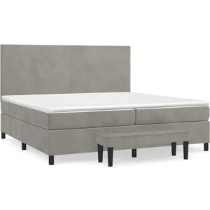 vidaXL Sommier à lattes de lit et matelas Gris clair 200x200cm Velours pas cher