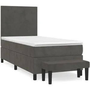 vidaXL Sommier à lattes de lit et matelas Gris foncé 90x190 cm Velours pas cher