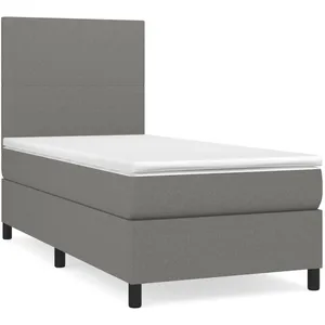 vidaXL Sommier à lattes de lit avec matelas Gris foncé 80x200 cm Tissu pas cher
