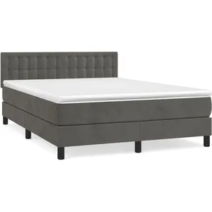 vidaXL Sommier à lattes de lit et matelas Gris foncé 140x190cm Velours pas cher