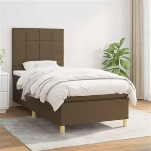 vidaXL Sommier à lattes de lit avec matelas Marron foncé 100x200 cm pas cher
