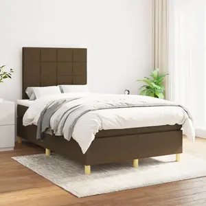 vidaXL Sommier à lattes de lit avec matelas Marron foncé 120x200 cm pas cher