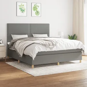 vidaXL Sommier à lattes de lit avec matelas Gris foncé 180x200cm Tissu pas cher