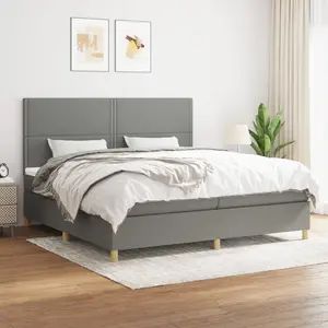 vidaXL Sommier à lattes de lit avec matelas Gris foncé 200x200cm Tissu pas cher
