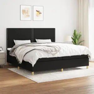 vidaXL Sommier à lattes de lit avec matelas Noir 200x200 cm Tissu pas cher