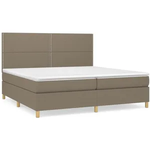 vidaXL Sommier à lattes de lit avec matelas Taupe 200x200 cm Tissu pas cher