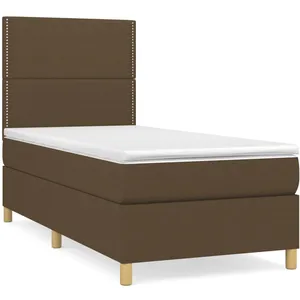 vidaXL Sommier à lattes de lit avec matelas Marron foncé 90x200 cm pas cher