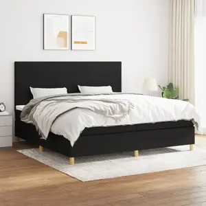 vidaXL Sommier à lattes de lit avec matelas Noir 200x200 cm Tissu pas cher