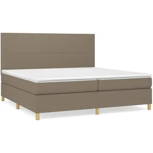 vidaXL Lit à sommier tapissier avec matelas Taupe 200x200 cm Tissu pas cher