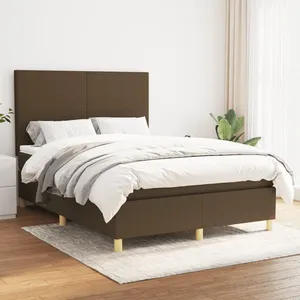 vidaXL Sommier à lattes de lit avec matelas Marron foncé 140x190 cm pas cher