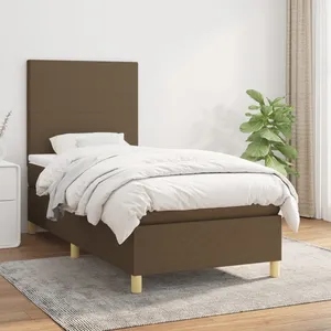 vidaXL Sommier à lattes de lit avec matelas Marron foncé 100x200 cm pas cher