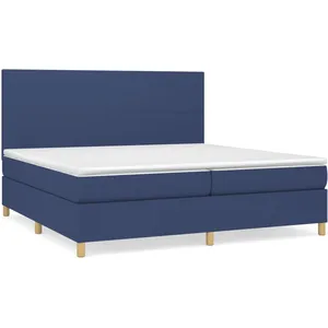 vidaXL Sommier à lattes de lit avec matelas Bleu 200x200 cm Tissu pas cher
