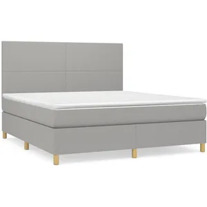 vidaXL Sommier à lattes de lit avec matelas Gris clair 160x200cm Tissu pas cher