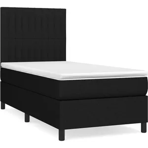 vidaXL Sommier à lattes de lit avec matelas Noir 90x190 cm Tissu pas cher