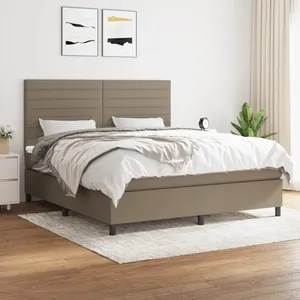 vidaXL Sommier à lattes de lit avec matelas Taupe 160x200 cm Tissu pas cher