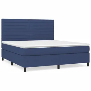 vidaXL Sommier à lattes de lit avec matelas Bleu 160x200 cm Tissu pas cher