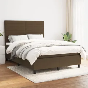 vidaXL Sommier à lattes de lit avec matelas Marron foncé 140x200 cm pas cher