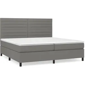 vidaXL Sommier à lattes de lit avec matelas Gris foncé 200x200cm Tissu pas cher