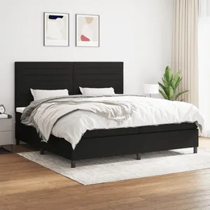 vidaXL Sommier à lattes de lit avec matelas Noir 200x200 cm Tissu pas cher