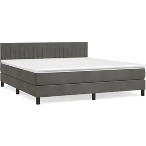 vidaXL Sommier à lattes de lit et matelas Gris foncé 160x200cm Velours pas cher