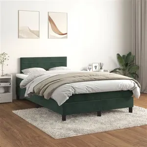 vidaXL Sommier à lattes de lit et matelas Vert foncé 120x200cm Velours pas cher