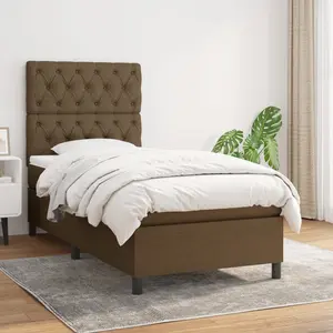 vidaXL Sommier à lattes de lit avec matelas Marron foncé 80x200 cm pas cher