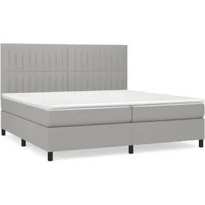 vidaXL Lit à sommier tapissier avec matelas Gris clair 200x200cm Tissu pas cher