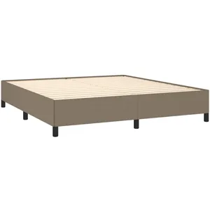 vidaXL Sommier à lattes de lit avec matelas Taupe 180x200 cm Tissu pas cher
