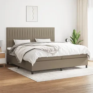vidaXL Sommier à lattes de lit avec matelas Taupe 200x200 cm Tissu pas cher
