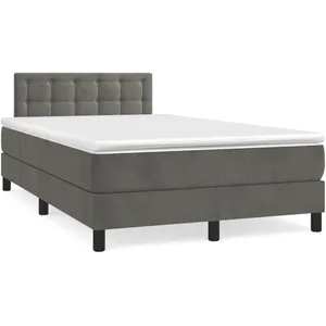 vidaXL Sommier à lattes de lit et matelas Gris foncé 120x200cm Velours pas cher
