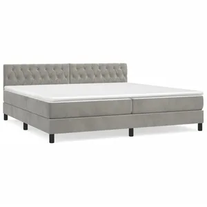 vidaXL Sommier à lattes de lit et matelas Gris clair 200x200cm Velours pas cher