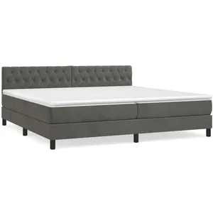 vidaXL Sommier à lattes de lit et matelas Gris foncé 200x200cm Velours pas cher