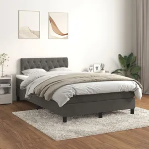 vidaXL Sommier à lattes de lit et matelas Gris foncé 120x200cm Velours pas cher