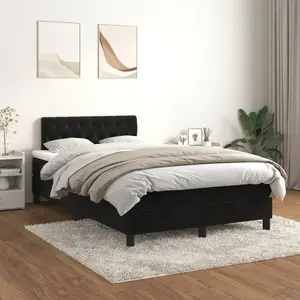 vidaXL Sommier à lattes de lit avec matelas Noir 120x200 cm Velours pas cher
