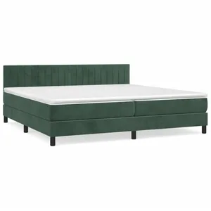 vidaXL Sommier à lattes de lit et matelas Vert foncé 200x200cm Velours pas cher