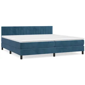 vidaXL Sommier à lattes de lit et matelas Bleu foncé 200x200cm Velours pas cher