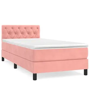 vidaXL Sommier à lattes de lit et matelas Rose 80x200 cm Velours pas cher