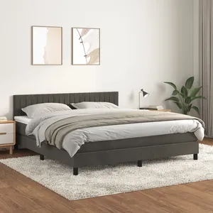 vidaXL Sommier à lattes de lit et matelas Gris foncé 180x200cm Velours pas cher