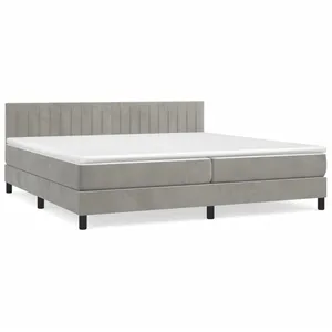 vidaXL Sommier à lattes de lit et matelas Gris clair 200x200cm Velours pas cher