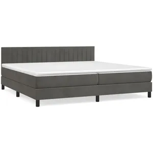 vidaXL Sommier à lattes de lit et matelas Gris foncé 200x200cm Velours pas cher
