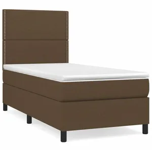 vidaXL Sommier à lattes de lit avec matelas Marron foncé 90x190 cm pas cher