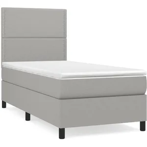 vidaXL Sommier à lattes de lit et matelas Gris clair 90x190 cm Tissu pas cher
