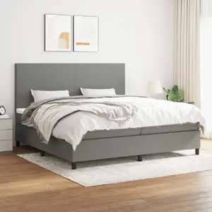 vidaXL Sommier à lattes de lit avec matelas Gris foncé 200x200cm Tissu pas cher
