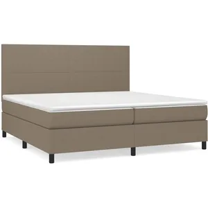 vidaXL Sommier à lattes de lit avec matelas Taupe 200x200 cm Tissu pas cher