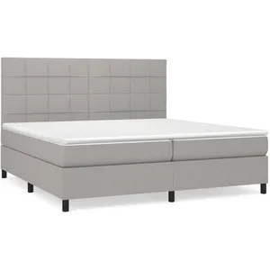 vidaXL Sommier à lattes de lit avec matelas Gris clair 200x200cm Tissu pas cher