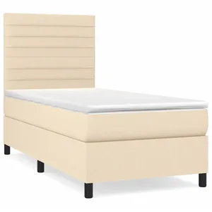 vidaXL Sommier à lattes de lit avec matelas Crème 80x200 cm Tissu pas cher