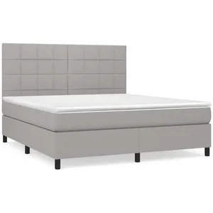 vidaXL Sommier à lattes de lit avec matelas Gris clair 160x200cm Tissu pas cher